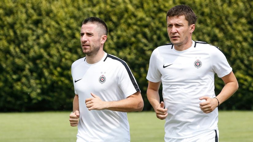 Zoran Tošić i Saša Ilić zajedno na Partizanovom treningu (©Starsport)