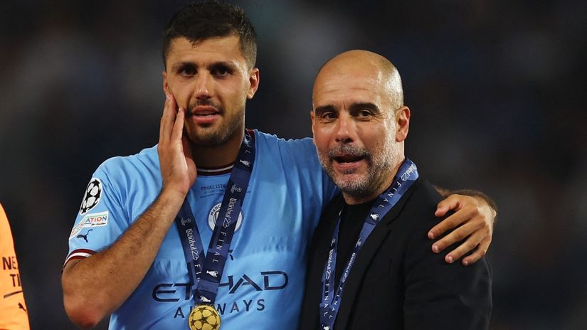 Rodri i Pep Gvardiola (©Reuters)