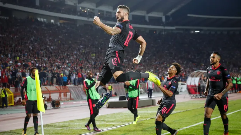 Olivije Žiru proslavlja pogodak na Marakani (©Starsport)