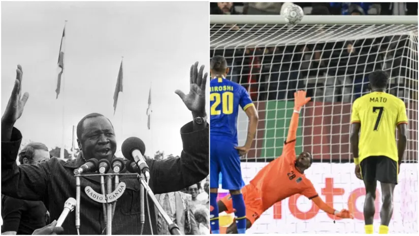 ©AFP (Idi Amin na jednom od svojih govora/ Alan Okelo promašuje penal u nadoknadi)