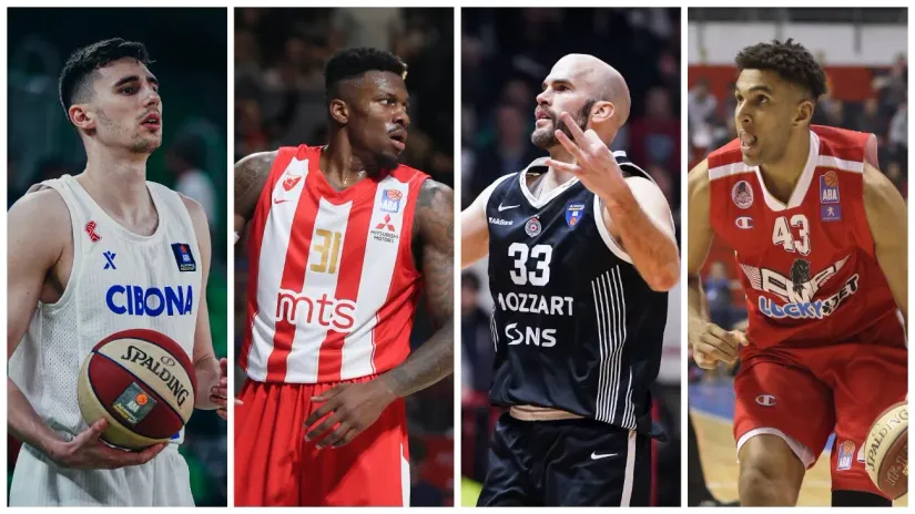 Ivan Perasović, Dilan Enis, Nik Kalates i Džona Bolden (©ABA liga/Dragana Stjepanović, Crvena zvezda, ©MN Press)