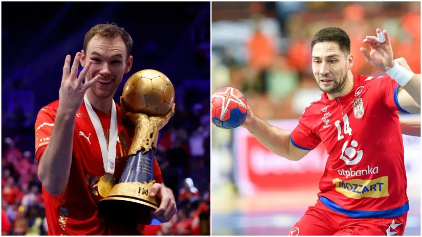 Matijas Gidsel i Lazar Kukić (©Reuters, ©Starsport)