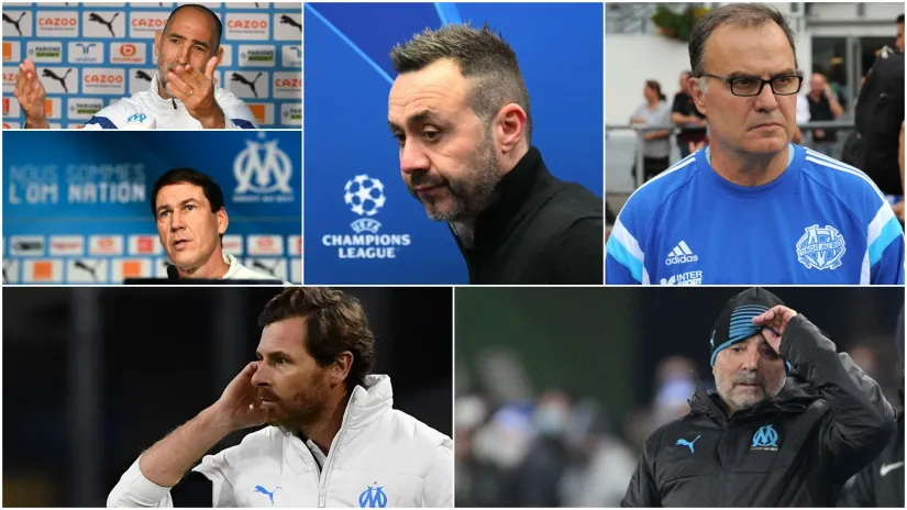 ©AFP (Igor Tudor, Rudi Garsija, Andre Viljas Boas, Roberto De Zerbi, Marselo Bjelsa i Horhe Sampaoli)