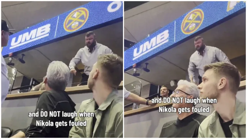 Strahinja Jokić u klinču (©Printscreen/MileHighRachel)