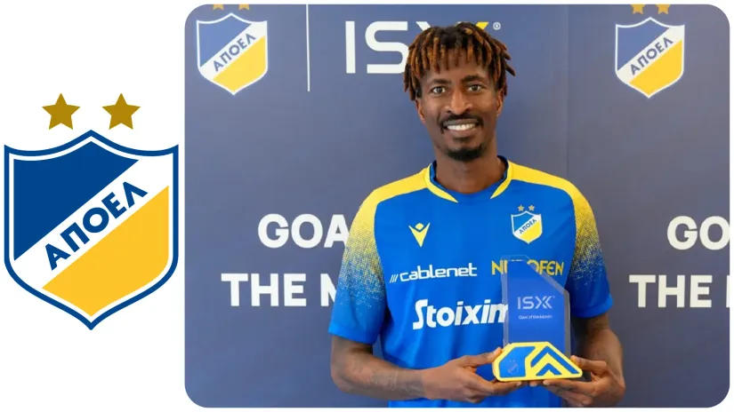 Piter Olajinka sa nagradom (©Instagram/APOEL)