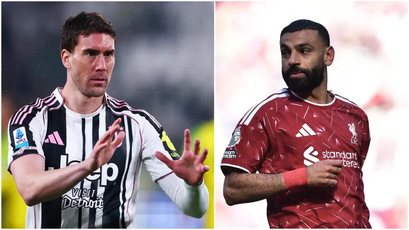 Dušan Vlahović i Mohamed Salah (©Reuters)