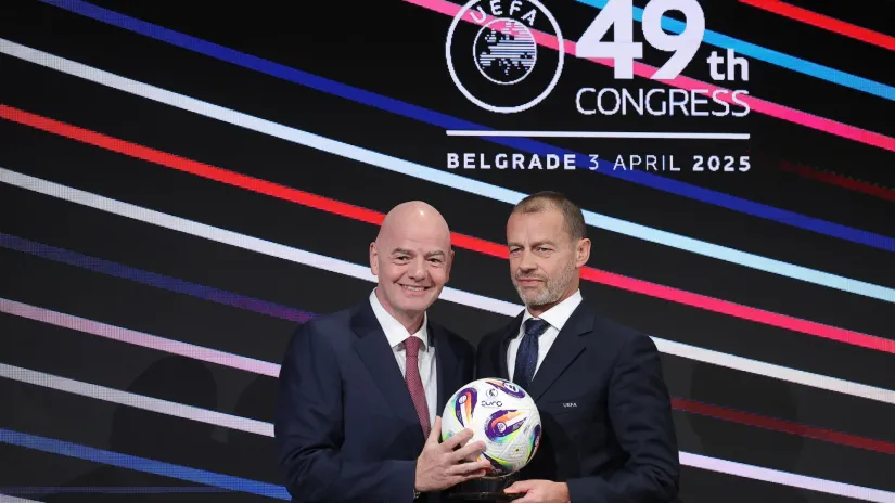 Đani Infantino i Aleksander Čeferin na Uefinom kongresu u Beogradu (©Starsport)
