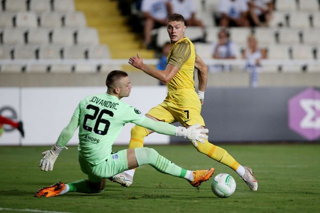 Jovanović u dresu Apolona protiv Dnjipra-1 u Ligi konfenrencije (Foto: Reuters)