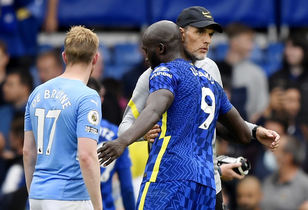 Kevin de Brujne, Romelu Lukaku i Tomas Tuhel na prošlom susretu ova dva tima (©Reuters)