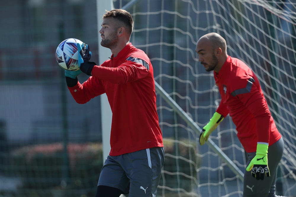 Ilić i Dmitrović na treningu reprezentacije (Foto: MN Press)