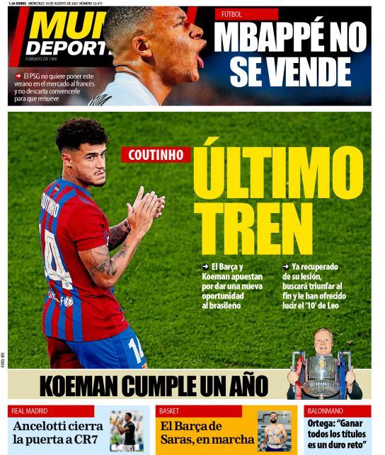 Naslovnica Mundo Deportiva za 18. avgust (©mundodeportivo.com)
