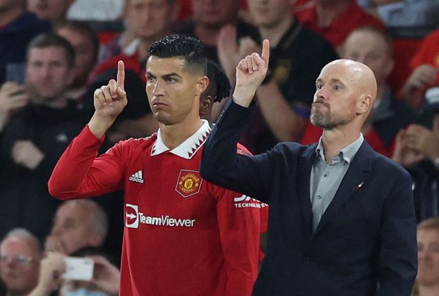 Kristijano Ronaldo i Erik Ten Hag (©Reuters)