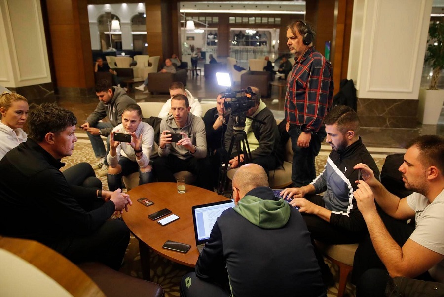 Sa izveštačima iz Beleka (© FK Partizan)